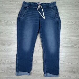 Denizen Levi's Women's Lounge Crop Jeans Blue Denim‎ Pull On Drawstring Sz Med